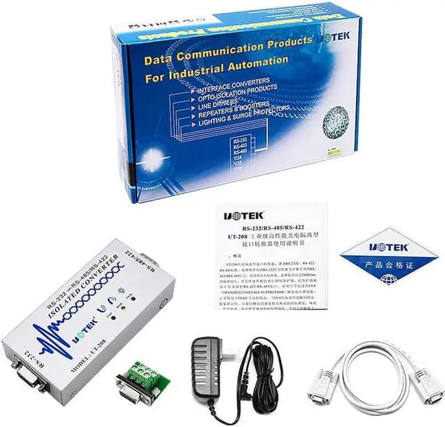 Alt view image 5 of 7 - UTEK RS-232 to RS-485 RS-422 Adapter Industrial DB9 RS232 to RS485 Converter RS422 Connector Isolation ESD Anti-Surge UT-208
