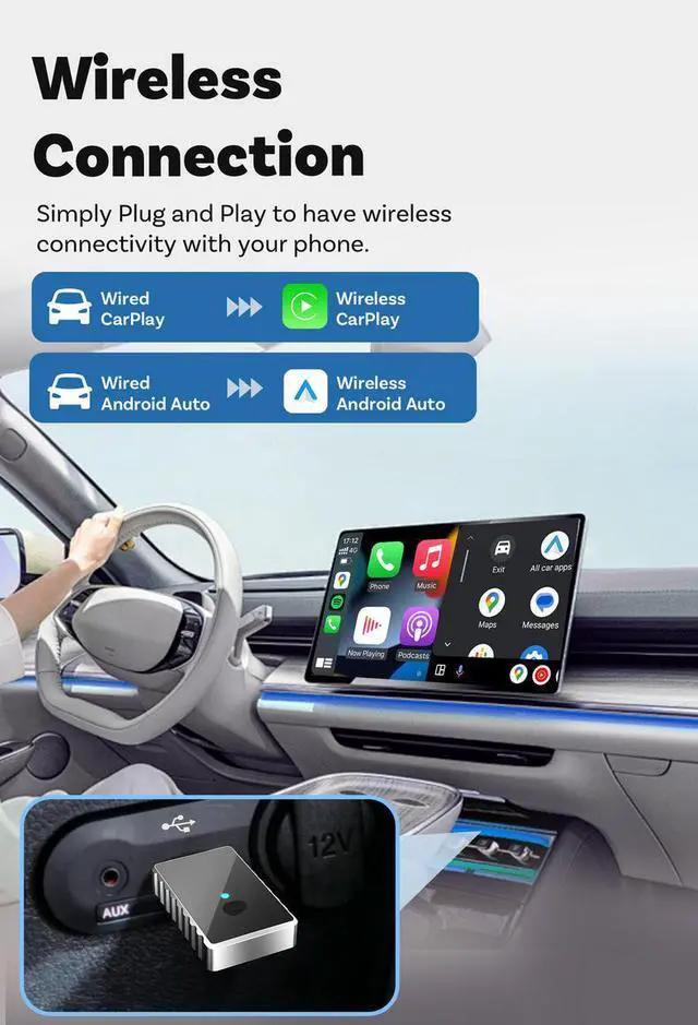 Alt view image 4 of 7 - Wired to wireless carplay box upgrade Android smart car interconnection module car carplay