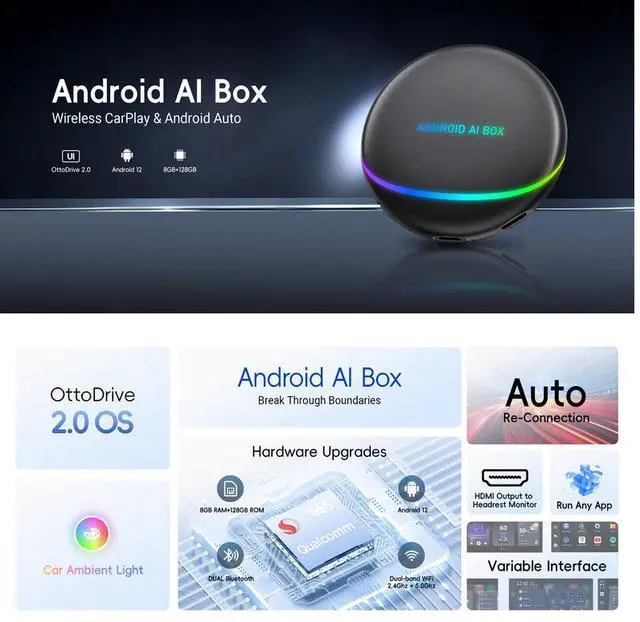 Alt view image 3 of 6 - OTTOCAST new S47 wired to wireless CarPlay box car android auto