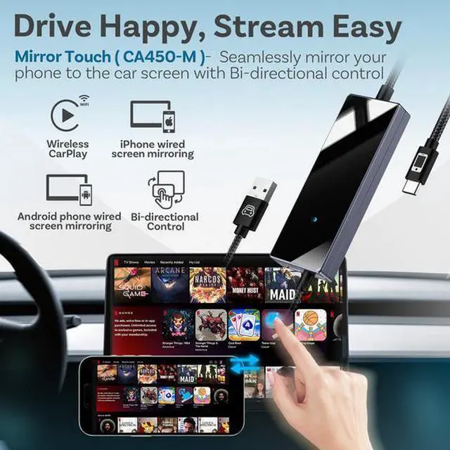 Main image of Ottocast supports reverse control mirror Type-c interface with electronic touch screen carplay original carplay cable