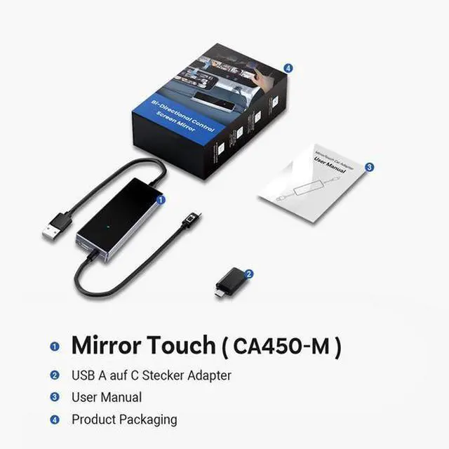 Alt view image 7 of 7 - Ottocast supports reverse control mirror Type-c interface with electronic touch screen carplay original carplay cable