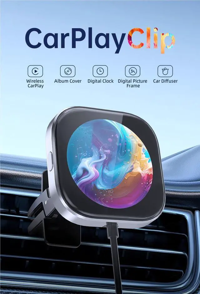 Alt view image 3 of 7 - Electronic picture frame with screen fragrance wireless carplay portable adapter