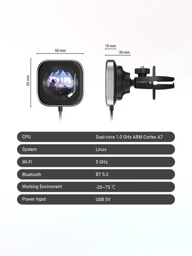 Alt view image 5 of 7 - Electronic picture frame with screen fragrance wireless carplay portable adapter