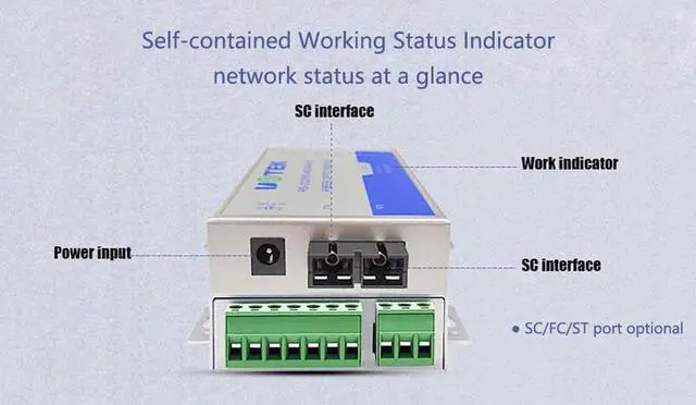 Alt view image 3 of 7 - 2PCS UTEK RS232 RS485 RS422 to Fiber Optic MODEM SC ST FC Ports 460kbps Optical-Fiber Converter Transceiver Supports Master-slave Mode UT-277