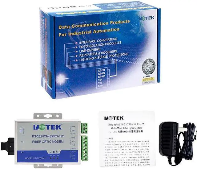 Alt view image 7 of 7 - 2PCS UTEK RS232 RS485 RS422 to Fiber Optic MODEM SC ST FC Ports 460kbps Optical-Fiber Converter Transceiver Supports Master-slave Mode UT-277
