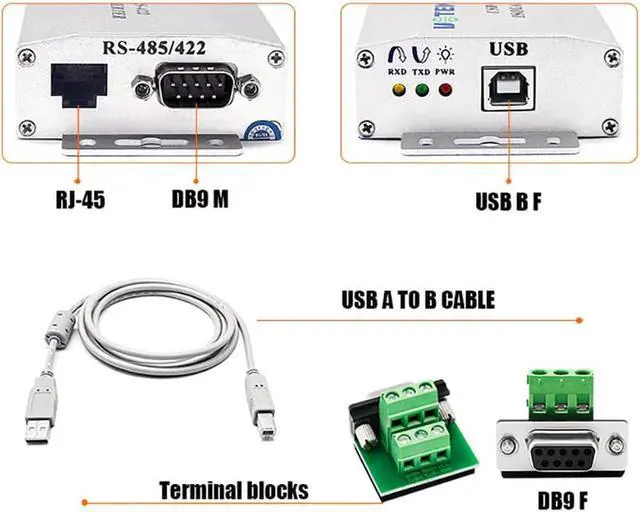 Alt view image 3 of 7 - UTEK USB to RS-485 RS-422 Converter USB2.0 RS485 RS422 RJ45 Conversion Adapter Connector UT-820E with Optical Isolation Auto Detection