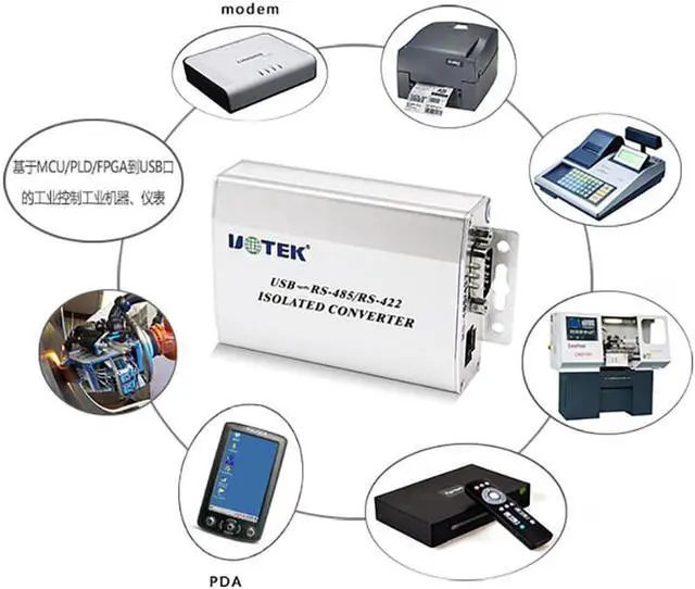 Alt view image 4 of 7 - UTEK USB to RS-485 RS-422 Converter USB2.0 RS485 RS422 RJ45 Conversion Adapter Connector UT-820E with Optical Isolation Auto Detection