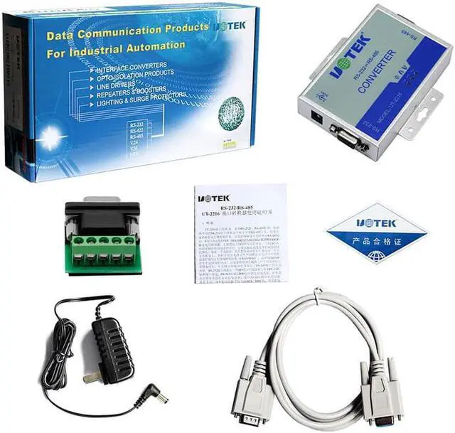 Alt view image 6 of 7 - UTEK RS-232 to RS-485 Converter RS232 To RS485 Conversion Adapter DB9 Connector RS-485 Each Line 600W Lightning Surge ProtectIion With Power UT-2216