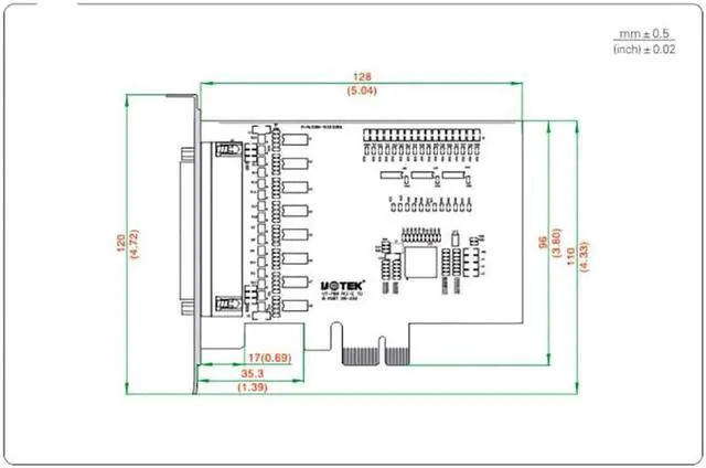 Alt view image 7 of 7 - UTEK Industrial PCI-E to 8-port RS-232 Serial Card PCIE to RS232 High Speed DR62 Converter Com DB9 Connector 4U UT-788 Support 256byte FIFO Driver and Built-in Hardware and Software