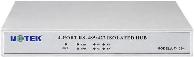 Alt view image 2 of 7 - UTEK Industrial RS-485 RS-422 to RS485 RS422 Hub 4 Ports with Optoelectronic Isolation Half Duplex with Lightning Surge Protection DC/DC Isolated Module UT-1304