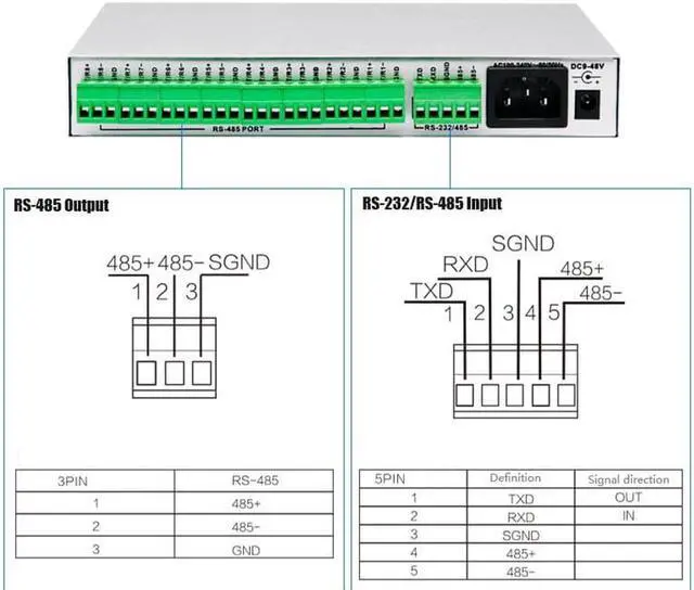 Alt view image 2 of 7 - UTEK Industrial RS-232 RS-485 to 8 Ports RS485 Hub with Optoelectronic Isolation UT-1208H