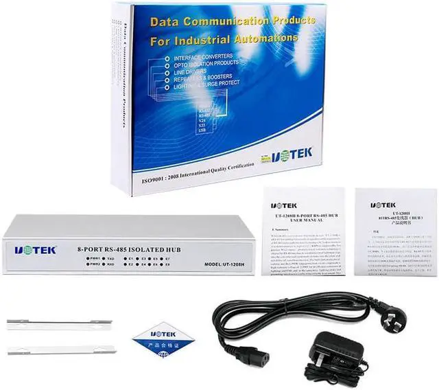 Alt view image 6 of 7 - UTEK Industrial RS-232 RS-485 to 8 Ports RS485 Hub with Optoelectronic Isolation UT-1208H