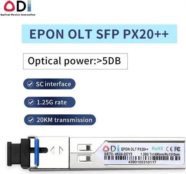 Alt view image 2 of 6 - 1.25G EPON OLT PX20+++ Tx1490/Rx1310nm 9dbm SFP transceiver module
