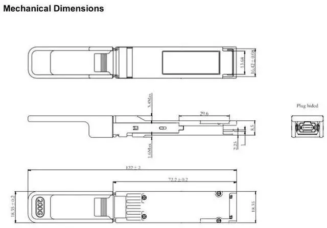 Alt view image 2 of 3 - CC-QSFP02SR4-12C  Hot-swappable 200G QSFP56 SR4 low-power multi-standard supports multi-mode optical modules