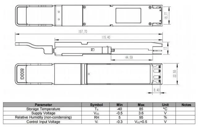 Alt view image 2 of 2 - The OSFP-800G VR8 multimode transceiver supports hot-swappable dual MOP-12 APC sockets with dual MOP-12 connectors