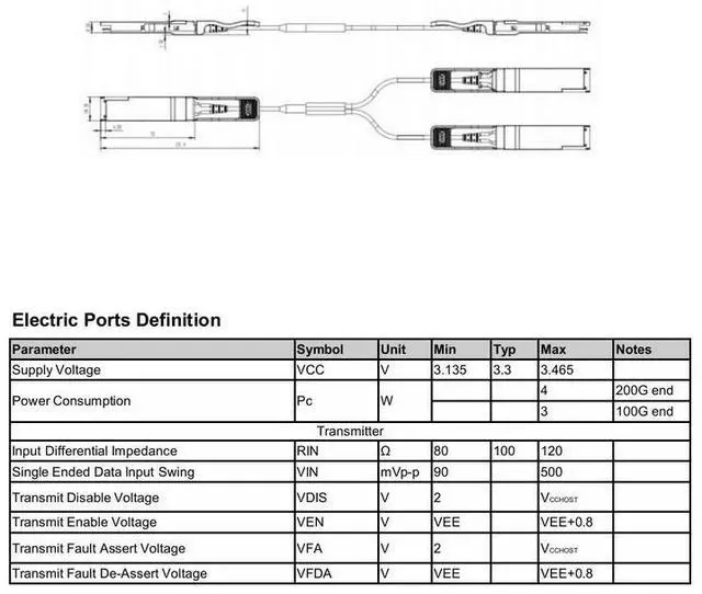 Alt view image 2 of 2 - 200G high-speed QSFP56 SR4 to 2xQSFP56 SR2 active optical cable