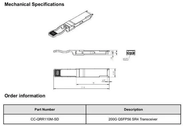 Alt view image 2 of 2 - QSFP56-200G-SR4 optical module multi-mode MPO12 optical port 100M switch server optical transceiver