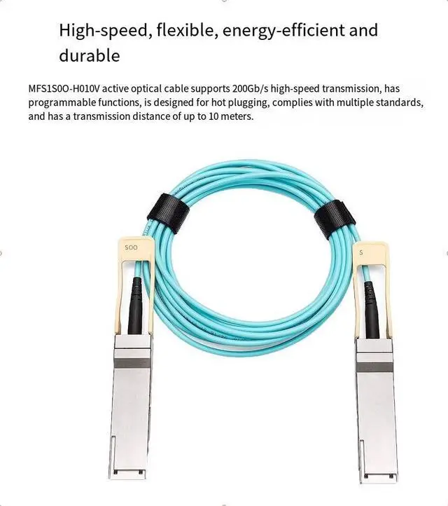 Alt view image 4 of 5 - The MFS1S00-H010V high-speed active optical cable supports the IB HDR programmable hot-swappable design