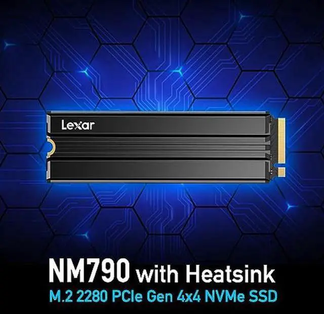 Alt view image 2 of 5 - Lexar NM790 SSD with Heatsink 1TB PCIe Gen4 NVMe M.2 2280 Internal Solid State Drive, Up to 7400MB/s, Compatible with PS5, for Gamers and Creators (LNM790X001T-RN9NU)