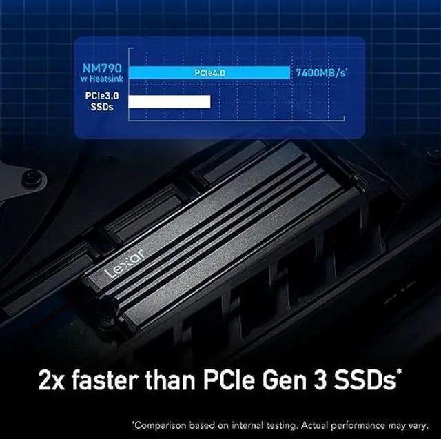 Alt view image 5 of 5 - Lexar NM790 SSD with Heatsink 1TB PCIe Gen4 NVMe M.2 2280 Internal Solid State Drive, Up to 7400MB/s, Compatible with PS5, for Gamers and Creators (LNM790X001T-RN9NU)