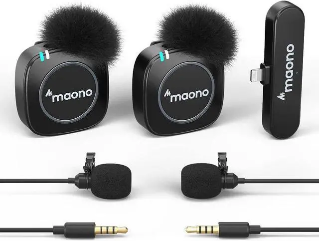 Main image of MAONO Ultra-Compact Wireless Lavalier Microphone with MFi Certified for iPhone, iPad, 2.4GHz Dual Lapel Mics with Pro Audio Chip and Mute for TikTok, Interview, Vlogging, Live Streaming(WM820 B2)
