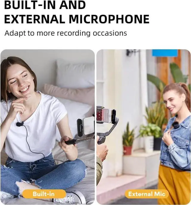 Alt view image 6 of 7 - MAONO Ultra-Compact Wireless Lavalier Microphone with MFi Certified for iPhone, iPad, 2.4GHz Dual Lapel Mics with Pro Audio Chip and Mute for TikTok, Interview, Vlogging, Live Streaming(WM820 B2)