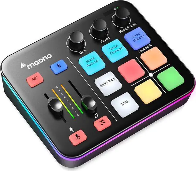 Main image of MAONO Gaming Audio Mixer, Audio Interface with Pro-preamp, RGB, Bluetooth, 48V Phantom Power for Live Streaming, Podcasting, Content Create, Gaming MaonoCaster G1 NEO (BLACK)