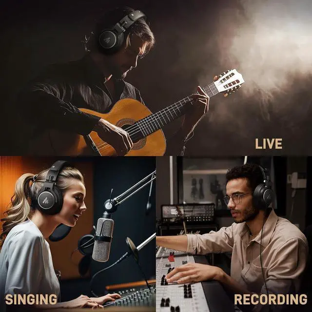 Alt view image 4 of 7 - MAONO Professional Studio Monitor Headphones - Over Ear Closed Back Headphones Wired with Detachable Cable for Podcast, Recording, DJ, Music, MH700 Black