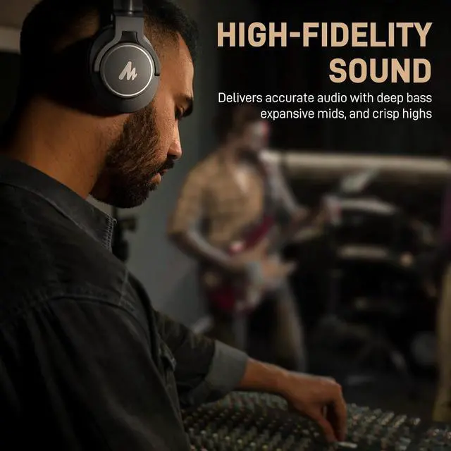 Alt view image 2 of 7 - MAONO Professional Studio Monitor Headphones - Over Ear Closed Back Headphones Wired with Detachable Cable for Podcast, Recording, DJ, Music, MH700 Black