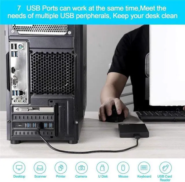 Alt view image 4 of 7 - PCI-E to USB 3.0 7-Port(2X USB-C - 5X Type-A) Expansion Card,PCI Express USB Add in Card, Internal USB3 Hub Converter for Desktop PC Adapter Support Windows 10/8/7/XP and MAC OS 10.8.2 Above