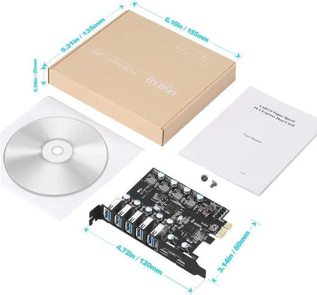 Alt view image 7 of 7 - PCI-E to USB 3.0 7-Port(2X USB-C - 5X Type-A) Expansion Card,PCI Express USB Add in Card, Internal USB3 Hub Converter for Desktop PC Adapter Support Windows 10/8/7/XP and MAC OS 10.8.2 Above