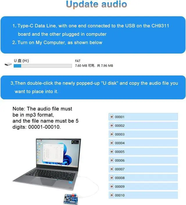 Alt view image 4 of 5 - 20W Voice Playback Module, TF Card 32GB Sound Board USB Downloadable MP3 Music Player DC 6-35V Support Programmable Combination,Background IO Trigger 10-Way Amplifier Chip for Industry Broadcast.