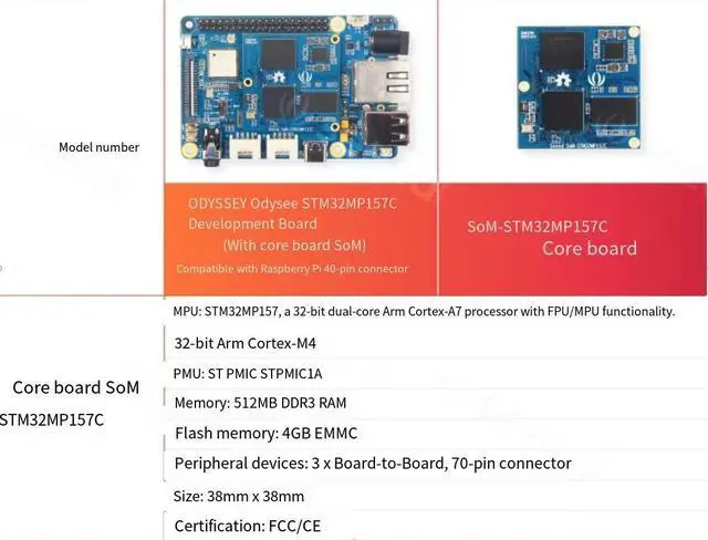 Alt view image 5 of 6 - ODYSSEY-STM32MP157C development board, dual-core Arm-Cortex-A7 processor, WiFi/BLE