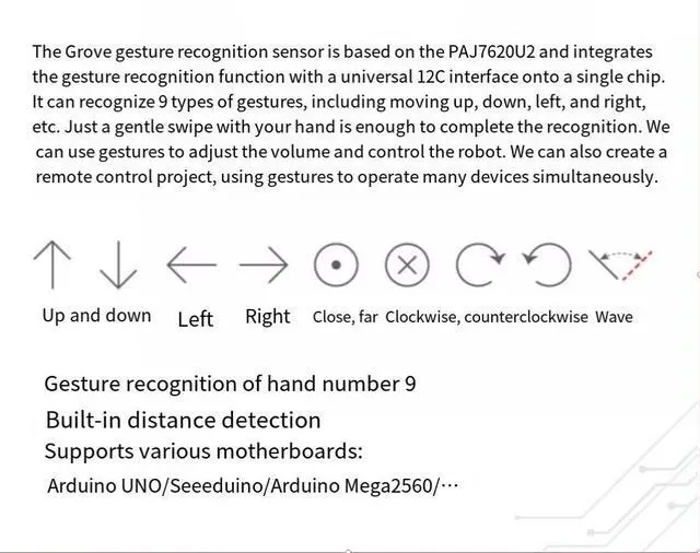 Alt view image 6 of 7 - Grove Gesture recognition sensor Gesture Sens I2C at a distance of 15CM, 9 kinds of gestures