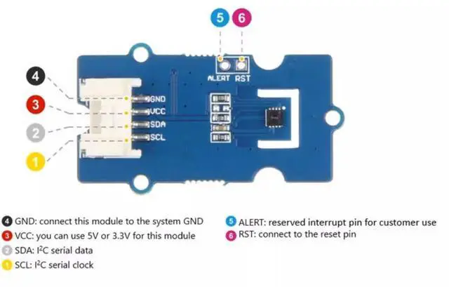 Alt view image 4 of 6 - Grove's high-precision temperature and humidity sensor SHT35 digital I2C is compatible with arduino Raspberry PI 4B