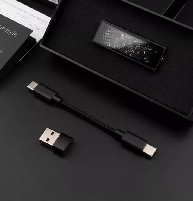 Alt view image 4 of 7 - Questyle M12i mobile HiFi lossless music portable decoder is equipped with a Lightning to Type-C adapter cable