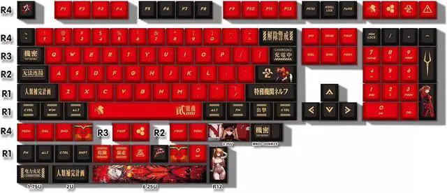 Alt view image 2 of 4 - EVA Mechanical Keyboard Keycaps Asuka Langley Soryu PBT heat-sublimation keycaps 132 key set Cherry Height