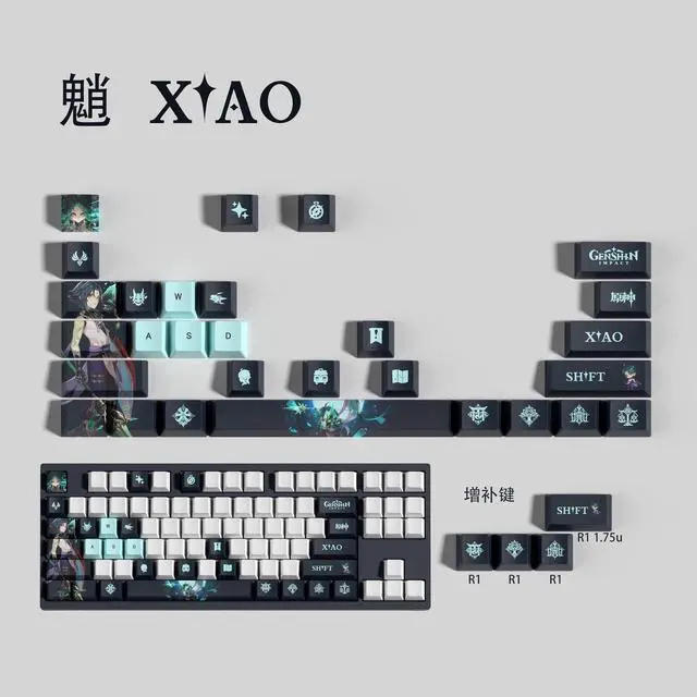 Main image of Genshin Impact Themed Keycaps Xiao PBT heat-sublimation keycaps 29 keys OEM high degree