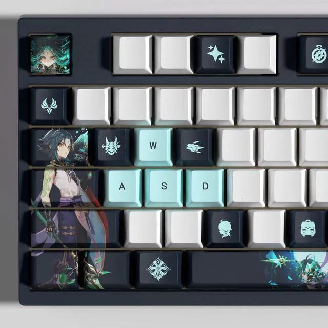 Alt view image 2 of 5 - Genshin Impact Themed Keycaps Xiao PBT heat-sublimation keycaps 29 keys OEM high degree