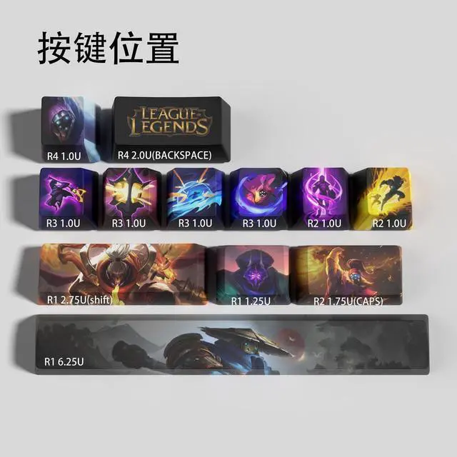 Alt view image 2 of 5 - League of Legends Themed Keycaps Jax PBT heat-sublimation keycaps 12 keys OEM high degree