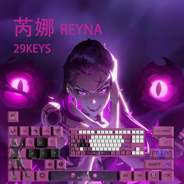 Main image of VALORANT Themed Keycaps Reyna PBT heat-sublimation keycaps 29 keys OEM high degree