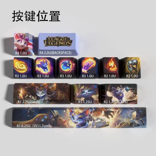 Alt view image 2 of 5 - League of Legends Themed Keycaps Yuumi PBT heat-sublimation keycaps 12 keys OEM high degree