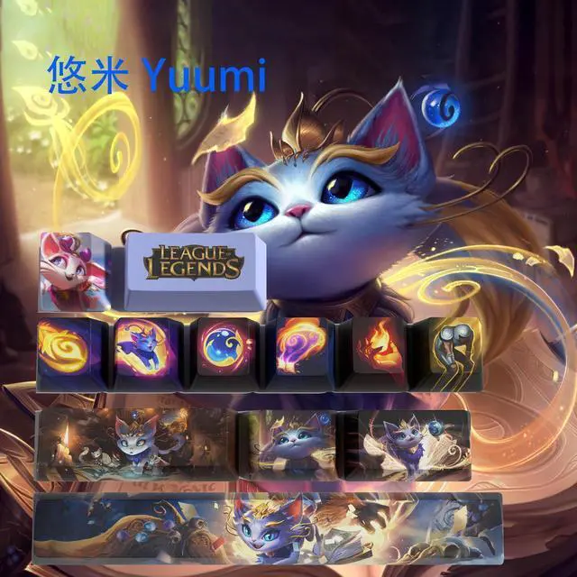 Main image of League of Legends Themed Keycaps Yuumi PBT heat-sublimation keycaps 12 keys OEM high degree