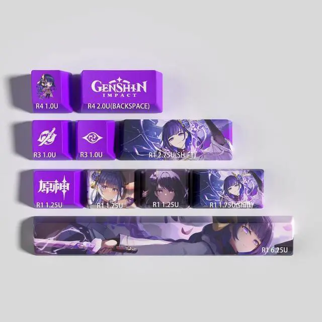 Alt view image 2 of 5 - Genshin Impact Themed Keycaps Raiden Shogun  PBT heat-sublimation keycaps 29 keys OEM high degree