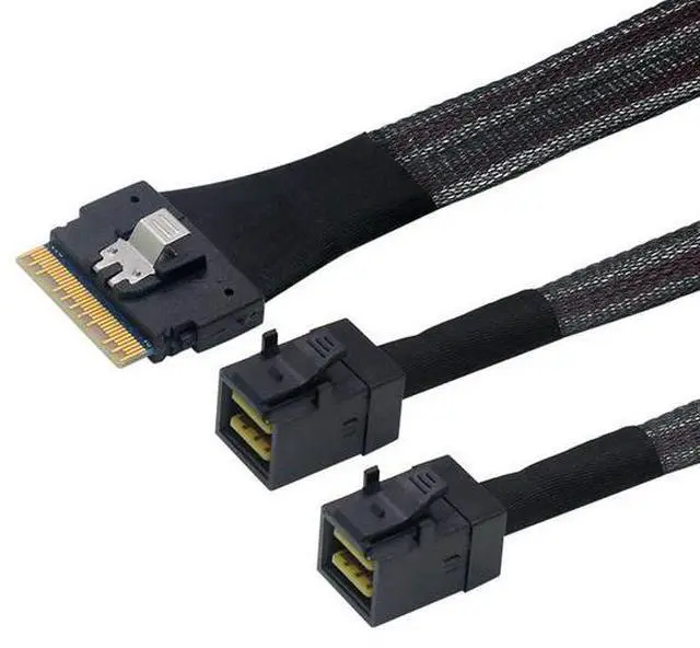 Main image of SFF-8654 8i to 2*SFF-8643 array card connection cable SLIMSAS4.0 high-speed data cable