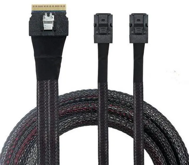 Alt view image 3 of 5 - SFF-8654 8i to 2*SFF-8643 array card connection cable SLIMSAS4.0 high-speed data cable
