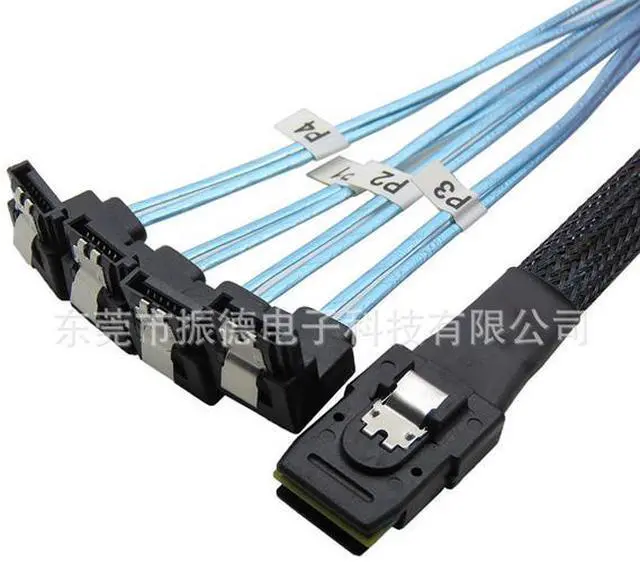 Main image of Mini SAS 36P built-in cable SFF8087 to 4*SATA 90-degree bent minisas computer hard drive connection cable