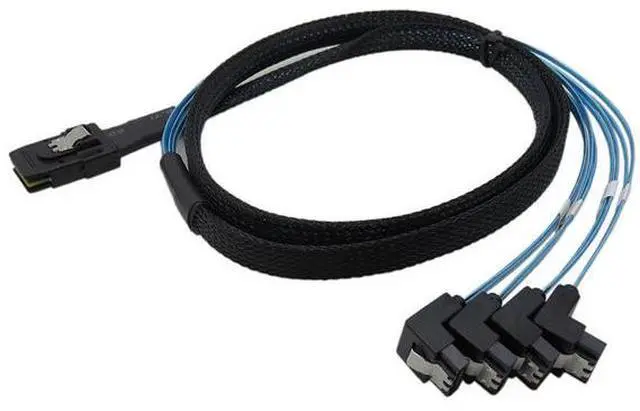 Alt view image 2 of 4 - Mini SAS 36P built-in cable SFF8087 to 4*SATA 90-degree bent minisas computer hard drive connection cable