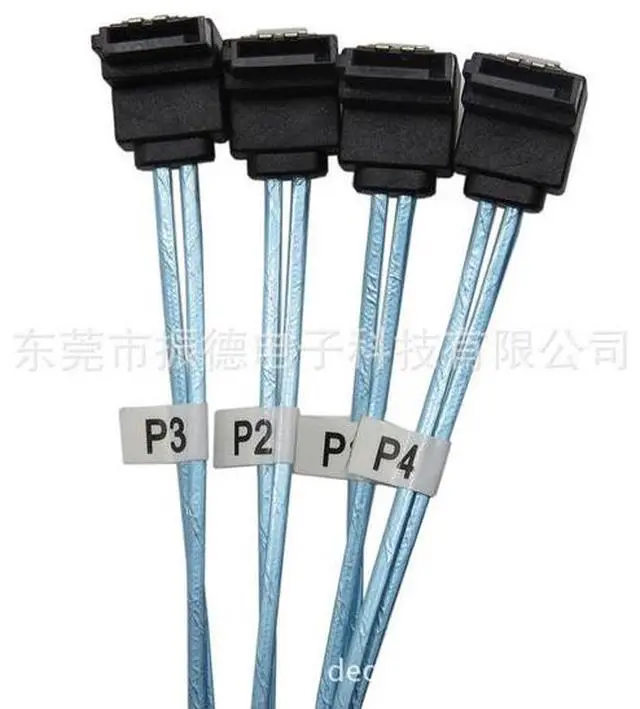 Alt view image 3 of 4 - Mini SAS 36P built-in cable SFF8087 to 4*SATA 90-degree bent minisas computer hard drive connection cable
