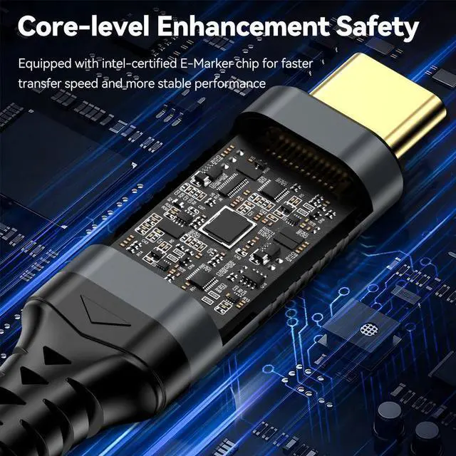 Alt view image 4 of 7 - Thunderbolt 5 Cable 80GbpsUSB-C to USB-C 240W PD Fast Charging, 16K Video Support, 8K@60Hz/4K@144Hz, Compatible with MacBook Pro,  XPS, iPad Pro, Galaxy S24, Nylon Braided,